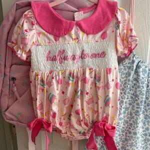 Halfway to One Balloon Print Baby Bubble